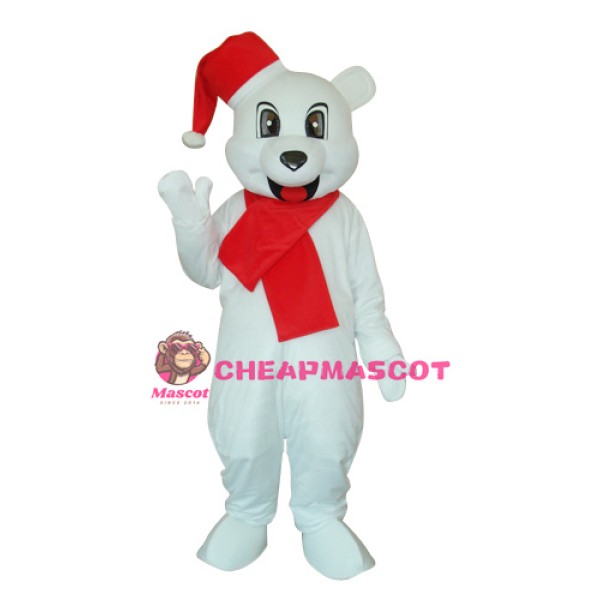 White Christmas Bear Mascot Adult Costume