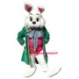 Green Suit White Bunny Mascot Costume