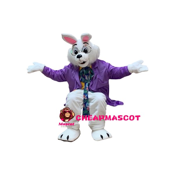 Cute Purple Suit Bunny Mascot Costume