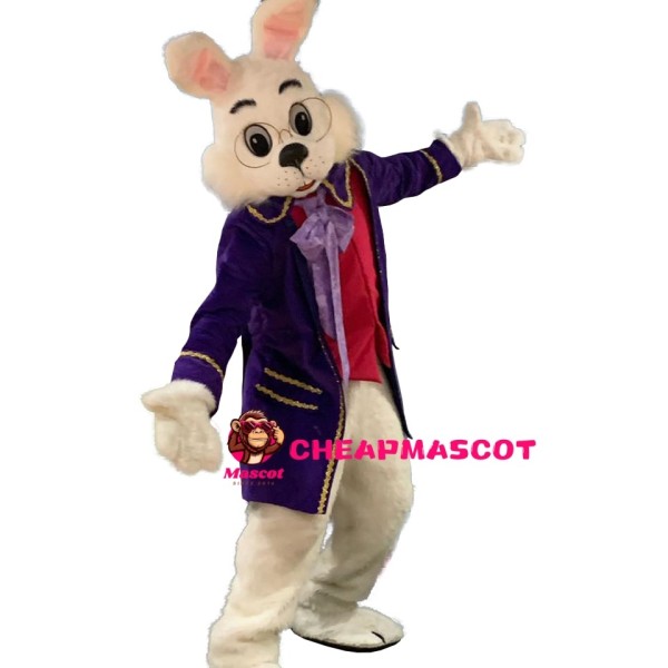Purple Suit Bunny Mascot Costume