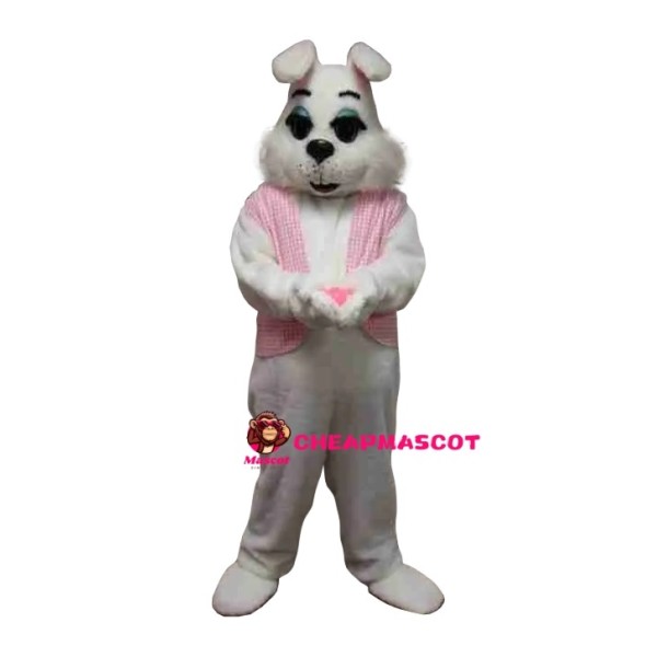Pink Suit Bunny Mascot Costume