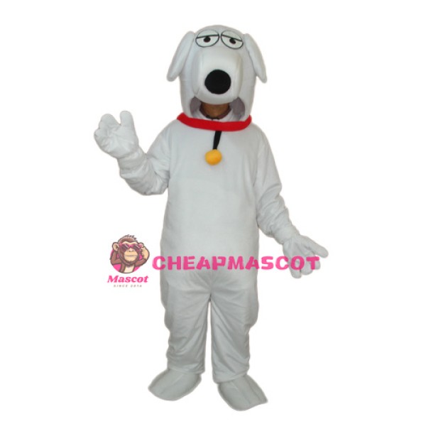 White Dog with Necklet Mascot Adult Costume
