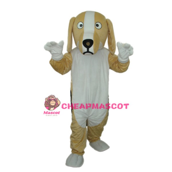 Khaki and White Dog Mascot Adult Costume