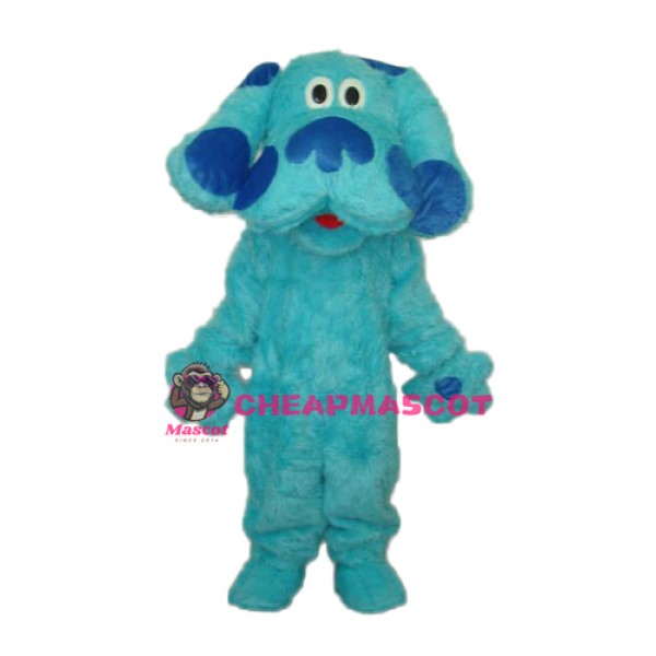 Long Hair Blue Dog Mascot Adult Costume