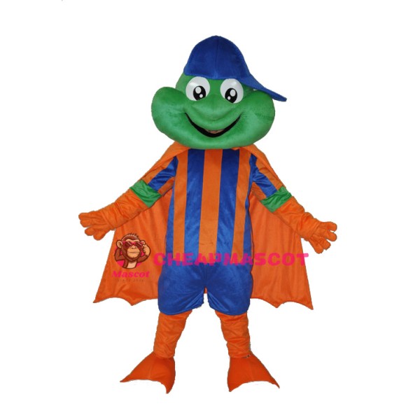Happy Frog with Blue Hat Adult Mascot Costume