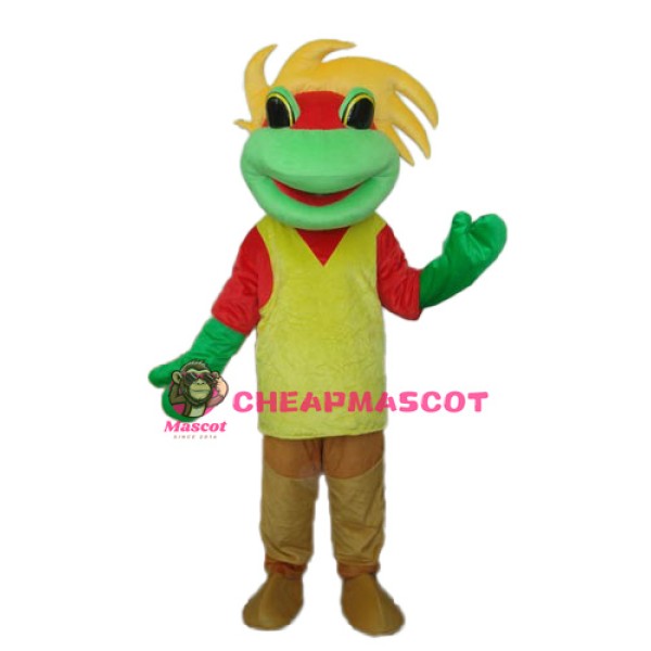 Yellow Green Red Frog Prince Mascot Adult Costume