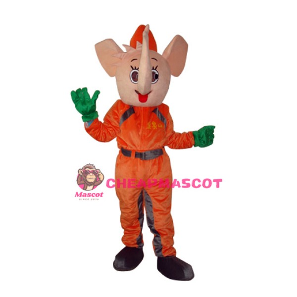 Orange Elephant Mascot Adult Costume