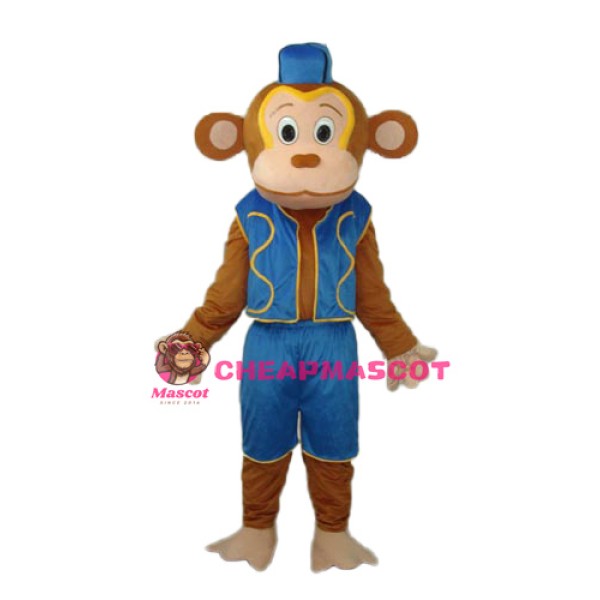 Clown Monkey in Blue Vest Mascot Adult Costume