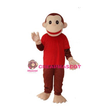 Happy Monkey in Red Shirts Mascot Adult Costume