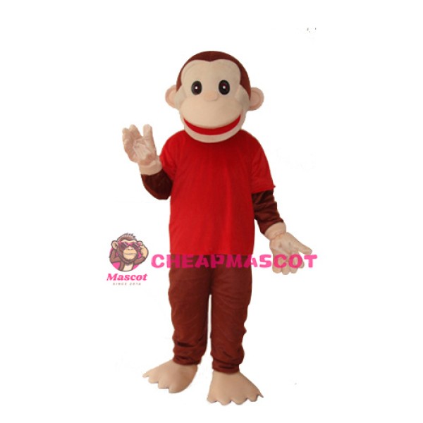 Happy Monkey in Red Shirts Mascot Adult Costume