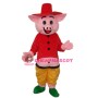 Red Hat Pig Mascot Adult Costume