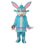 Blue Rabbit in Padded Coat Mascot Adult Costume