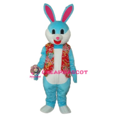 Blue Rabbit in Red Vest Mascot Adult Costume