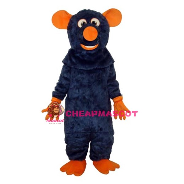 Dark Blue Big Tooth Black Plush Moust Adult Mascot Costume