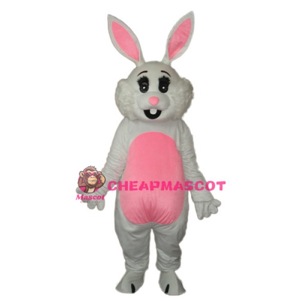 Pink Ears Rabbit Mascot Adult Costume
