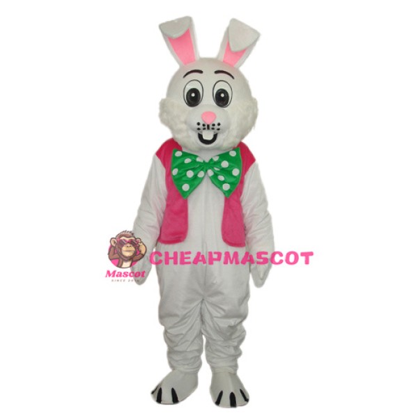Pink Vest Rabbit Mascot Adult Costume