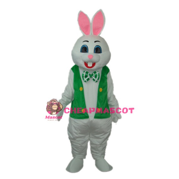 Rabbit with Green Vest Mascot Adult Costume