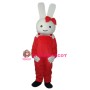 Red Overall Rabbit Mascot Adult Costume