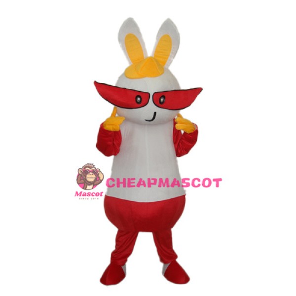 Yellow Hat Rabbit Mascot Adult Costume