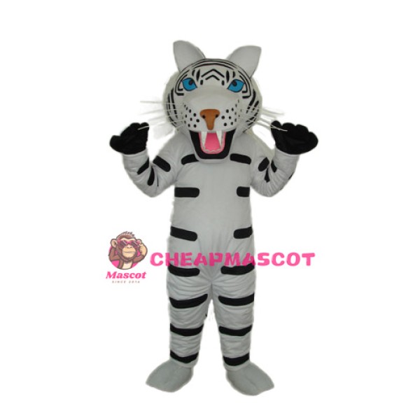 Black and White Tiger Mascot Adult Costume