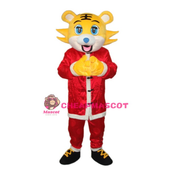 Yellow face Christmas Tiger Mascot Adult Costume