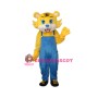 Yellow Tiger in Blue Overall Mascot Adult Costume