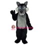 Long Wool Big Black Wolf Mascot Adult Costume