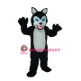 Long-haired Black White Wolf Mascot Adult Costume