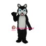Long-haired Black Wolf Mascot Adult Costume