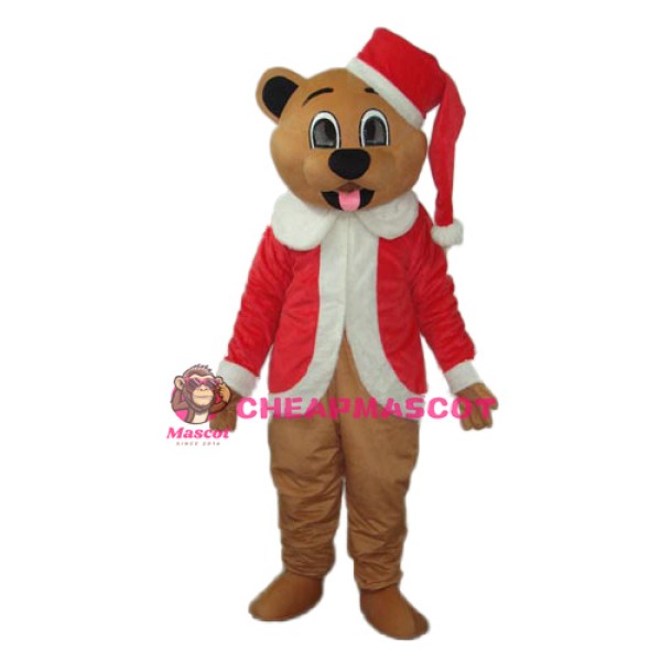 Brown Christmas Bear Mascot Adult Costume