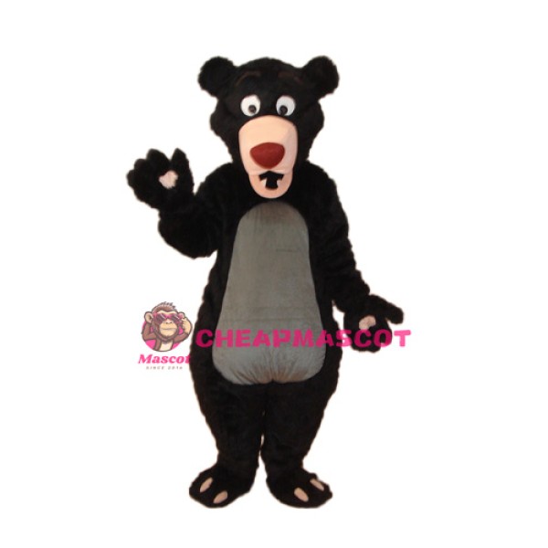 Long-haired Black Bear Mascot Adult Costume