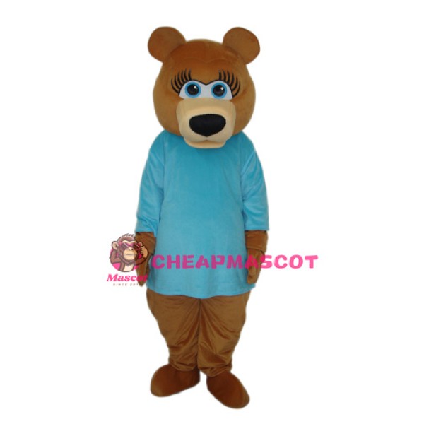Ms.Bear in Blue T-shirt Mascot Adult Costume