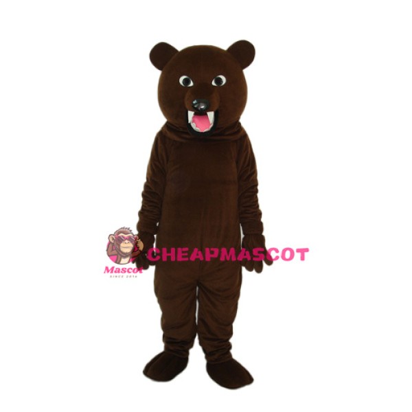 Sharp Teeth Dark Brown Bear Mascot Adult Costume