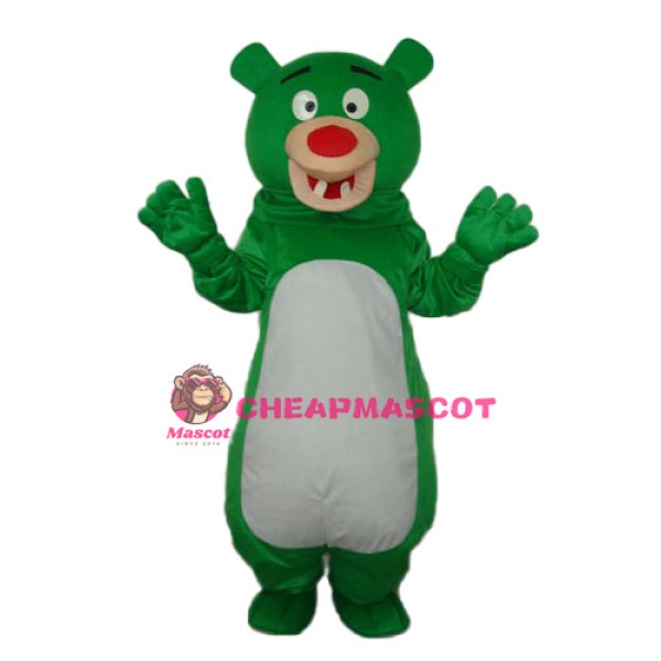 Short-haired Green Bear Mascot Adult Costume