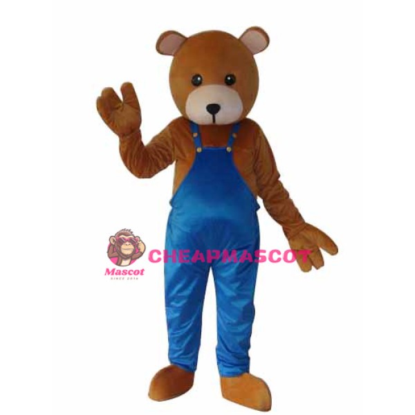 Teddy Bear in Overalls Mascot Adult Costume