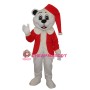 White Bear with Santa Hat Adult Mascot Costume