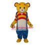 Yellow Bear Wear Blue overalls Mascot Adult Costume