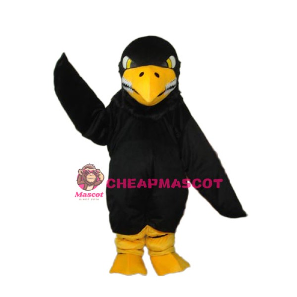 Long Wool Black Eagle Mascot Adult Costume