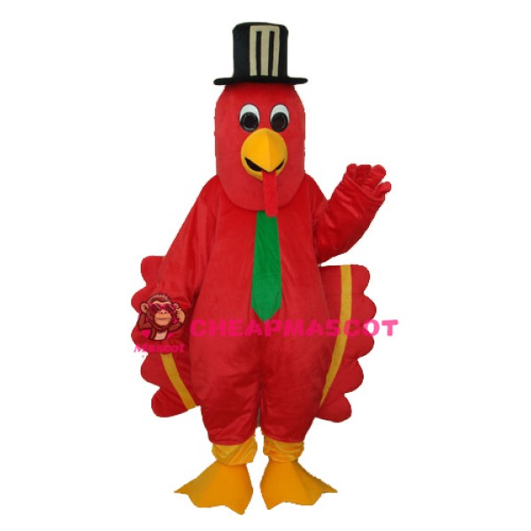 Red Bird with Black Hat Mascot Adult Costume