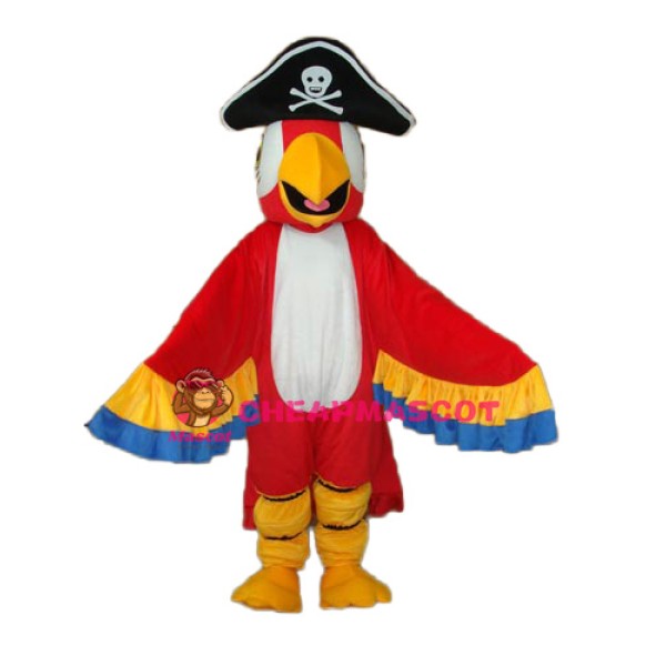 Red Pirate Parrot with Tail Mascot Adult Costume