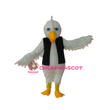 White Eagle in Black Vest Mascot Adult Costume
