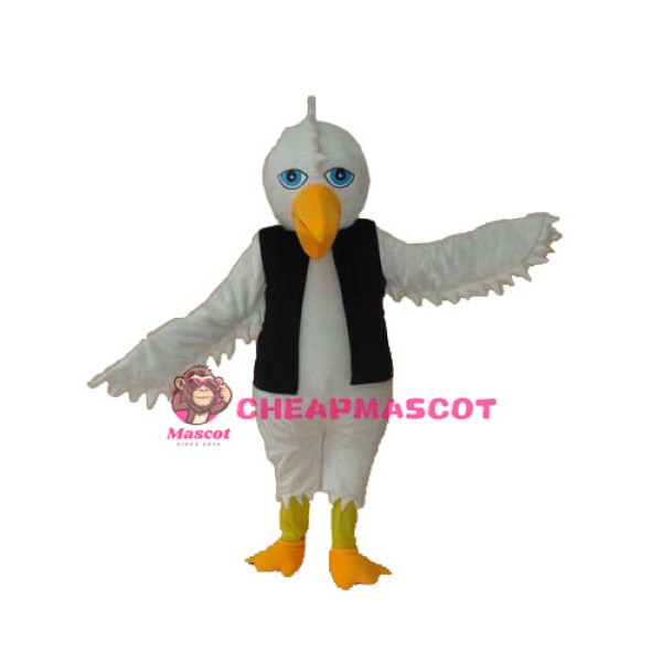 White Eagle in Black Vest Mascot Adult Costume