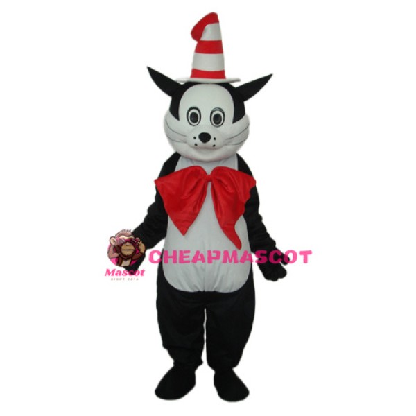 Black Cat with Hat Mascot Adult Costume