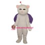 Pink Nose White Cat Mascot Adult Costume