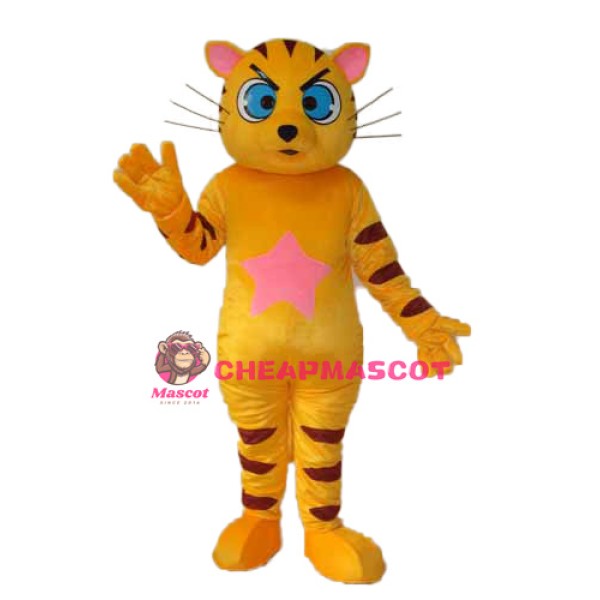Yellow Star Cat Mascot Adult Costume