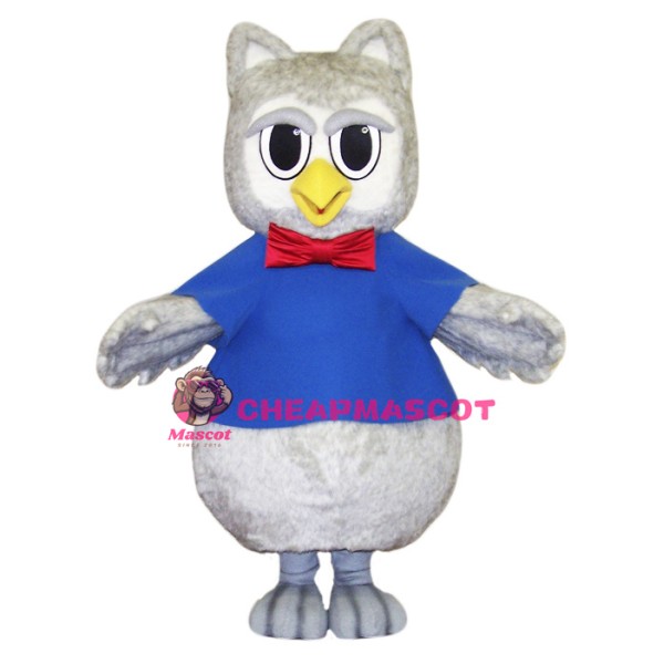Cute Grey Owl Mascot Costume