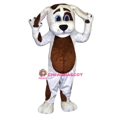 Cute White & Brown Dog Mascot Costume