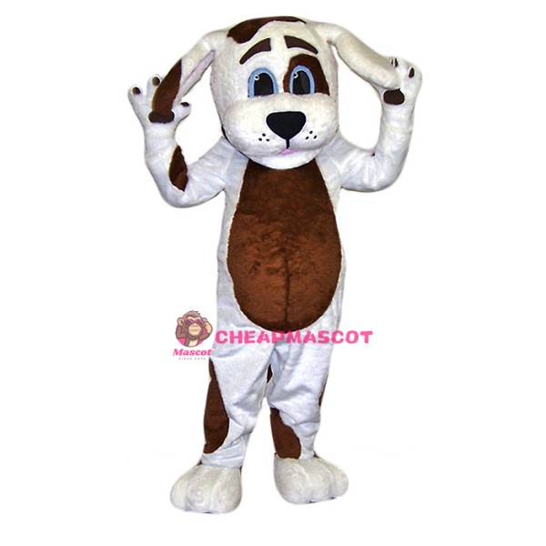 Cute White & Brown Dog Mascot Costume