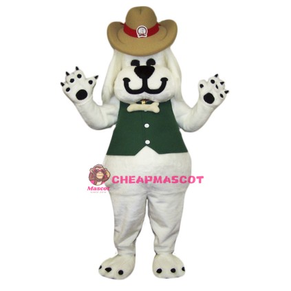 Smiling White Dog Mascot Costume