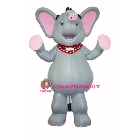 Grey & Pink Elephant Mascot Costume 